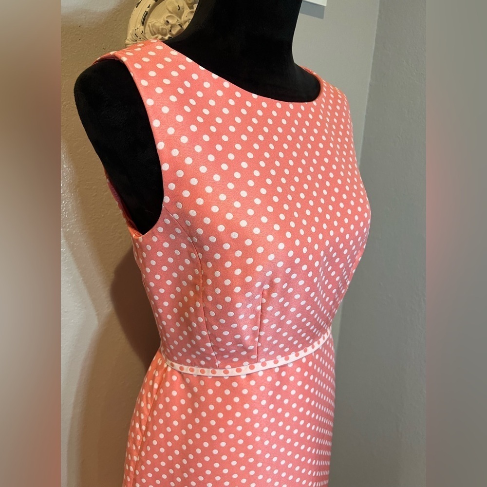 Tahari Pink Polka Dot Sleeveless Dress - Picture 7 of 11